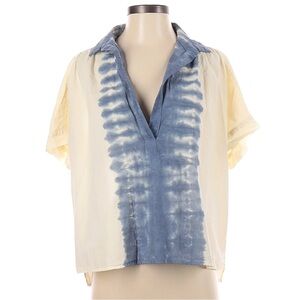 Cali by Cali Dreaming Motley Blue Print Short Sleeve Top